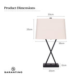 NNEDPE Metal Table Lamp Rectangular Shade X Stand