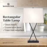 NNEDPE Metal Table Lamp Rectangular Shade X Stand