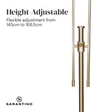 NNEDPE Brushed Gold Height-Adjustable Metal Floor Lamp