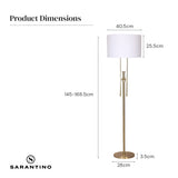 NNEDPE Brushed Gold Height-Adjustable Metal Floor Lamp