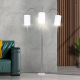 NNEDPE 3-Light Metal Arc Floor Lamp - Nickel & Marble Finish