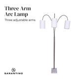 NNEDPE 3-Light Metal Arc Floor Lamp - Nickel & Marble Finish