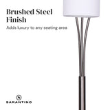 NNEDPE 3-Light Metal Arc Floor Lamp - Nickel & Marble Finish
