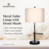 NNEDPE Metal Table Lamp with Linen Drum Shade