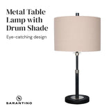 NNEDPE Metal Table Lamp with Linen Drum Shade