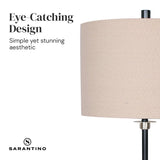 NNEDPE Metal Table Lamp with Linen Drum Shade