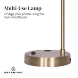 NNEDPE Task Lamp with USB Charging Port Antique Metal Brass Finish