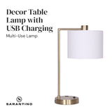 NNEDPE Task Lamp with USB Charging Port Antique Metal Brass Finish