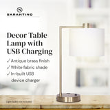 NNEDPE Task Lamp with USB Charging Port Antique Metal Brass Finish