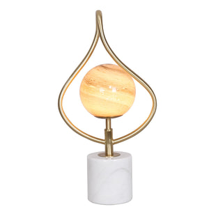 NNEDPE Sculptural Orange Glass Table Lamp with White Marble Base