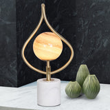 NNEDPE Sculptural Orange Glass Table Lamp with White Marble Base