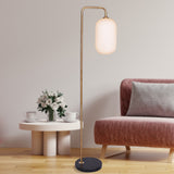 NNEDPE Metal Floor Lamp With Opal Glass Shade