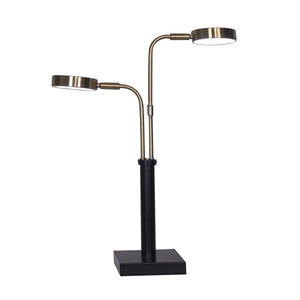 NNEDPE LED Metal Table Lamp with 2 Lights Brushed Gold Black Finish