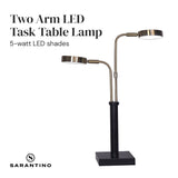 NNEDPE LED Metal Table Lamp with 2 Lights Brushed Gold Black Finish