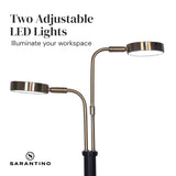 NNEDPE LED Metal Table Lamp with 2 Lights Brushed Gold Black Finish