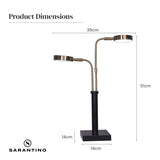 NNEDPE LED Metal Table Lamp with 2 Lights Brushed Gold Black Finish