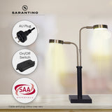 NNEDPE LED Metal Table Lamp with 2 Lights Brushed Gold Black Finish