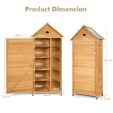 NNECW Lockable Fir Wood Garden Tool Storage Cabinet with shelves for Garden