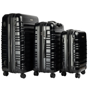 NNEDPE 3PC Luggage Set Hard Shell ABS+PC - Stygian Black
