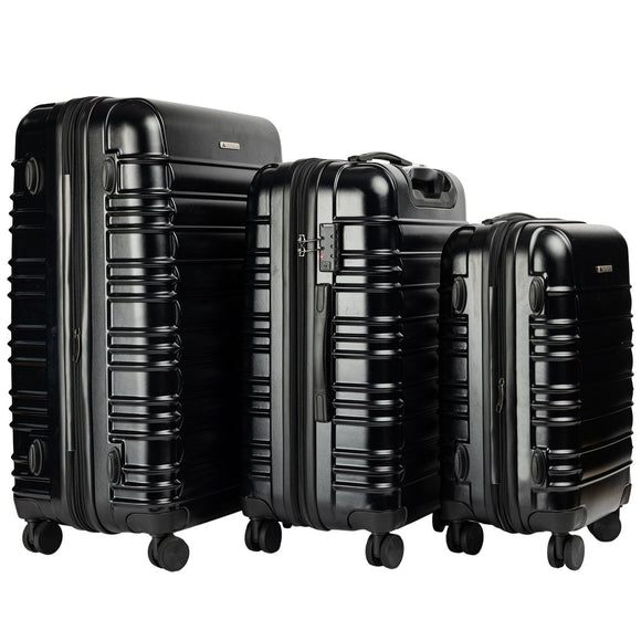 NNEDPE 3PC Luggage Set Hard Shell ABS+PC - Stygian Black