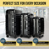 NNEDPE 3PC Luggage Set Hard Shell ABS+PC - Stygian Black
