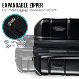 NNEDPE 20in Hard Shell Suitcase ABS+PC  Jet Black