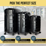 NNEDPE 20in Hard Shell Suitcase ABS+PC  Jet Black