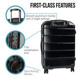 NNEDPE 24in Hard Shell Suitcase ABS+PC - Jet Black