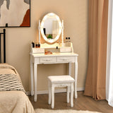 NNECW Makeup Dressing Table with Lighted Mirror for Women