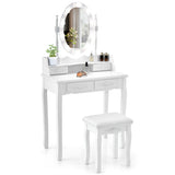 NNECW Makeup Dressing Table with Lighted Mirror for Women