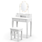 NNECW Makeup Dressing Table with Lighted Mirror for Women