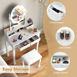NNECW Makeup Dressing Table with Lighted Mirror for Women