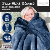 NNEDPE Faux Mink Blanket 800GSM Heavy Double-Sided - Navy Blue