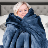 NNEDPE Faux Mink Blanket 800GSM Heavy Double-Sided - Navy Blue
