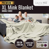NNEDPE XL Double-Sided Oversized Faux Mink Blanket 305x305cm Beige