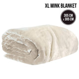 NNEDPE XL Double-Sided Oversized Faux Mink Blanket 305x305cm Beige