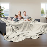 NNEDPE XL Double-Sided Oversized Faux Mink Blanket 305x305cm Beige