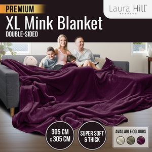 NNEDPE XL Double-Sided Oversized Faux Mink Blanket 305x305cm Purple
