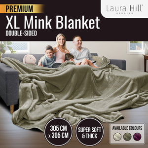 NNEDPE XL Double-Sided Oversized Faux Mink Blanket 305x305cm Olive