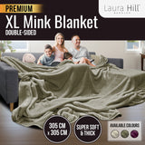 NNEDPE XL Double-Sided Oversized Faux Mink Blanket 305x305cm Olive