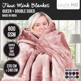NNEDPE 800GSM Heavy Double-Sided Queen Faux Mink Blanket - Pink