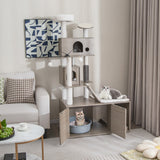 NNECW Modern Cat Tower with Double Condos for Indoor Cars