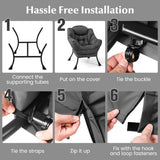 NNECW Modern Lazy Chair with Ottoman &amp;amp; Pillow &amp;amp; Armrests &amp;amp; Side Pocket-Grey