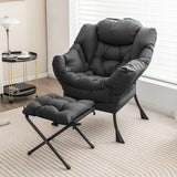 NNECW Modern Lazy Chair with Ottoman &amp;amp; Pillow &amp;amp; Armrests &amp;amp; Side Pocket-Grey