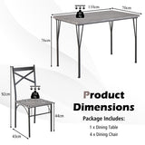 NNECW Modern Rectangular 5-Piece Dining Table Set with Metal Frame