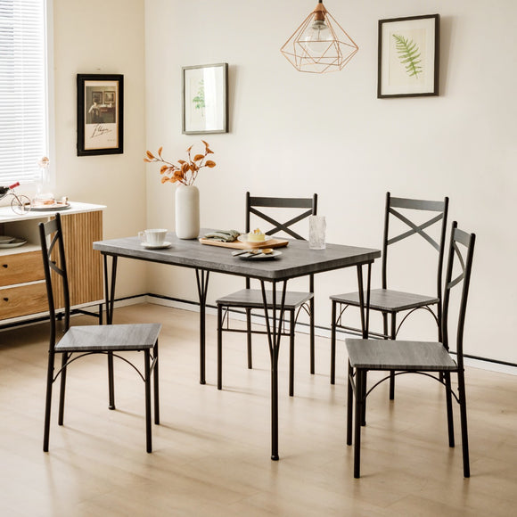 NNECW Modern Rectangular 5-Piece Dining Table Set with Metal Frame