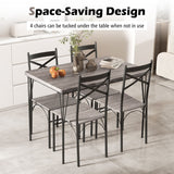 NNECW Modern Rectangular 5-Piece Dining Table Set with Metal Frame
