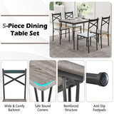 NNECW Modern Rectangular 5-Piece Dining Table Set with Metal Frame