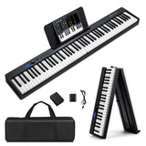 NNECW 88-Key Foldable Digital Piano with MIDI &amp; Wireless BT &amp; Bag-Black