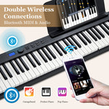NNECW 88-Key Foldable Digital Piano with MIDI &amp; Wireless BT &amp; Bag-Black